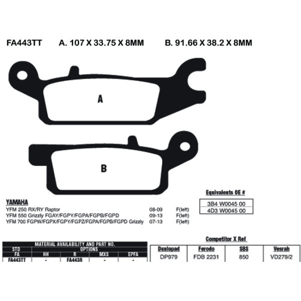 EBC EBC Brake Pads FA443TT